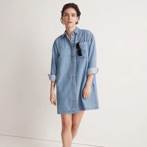Madewell Denim Oversized Shirtdress in Springvale Wash XS